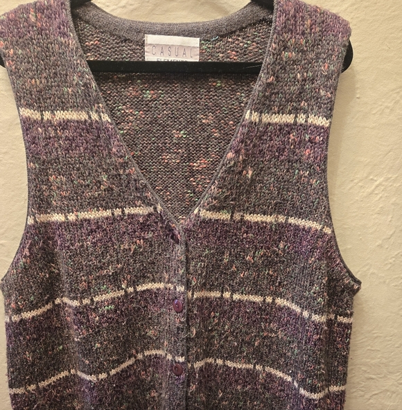 Vintage 90s Chunky Knit Button Front Sweater Vest Oversized - Picture 2 of 7